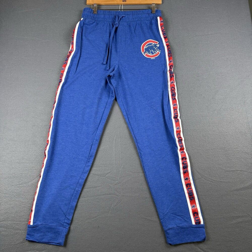 Chicago Cubs VTG Sweatpants MLB Joggers BIG LOGO Blue Womens Size Small